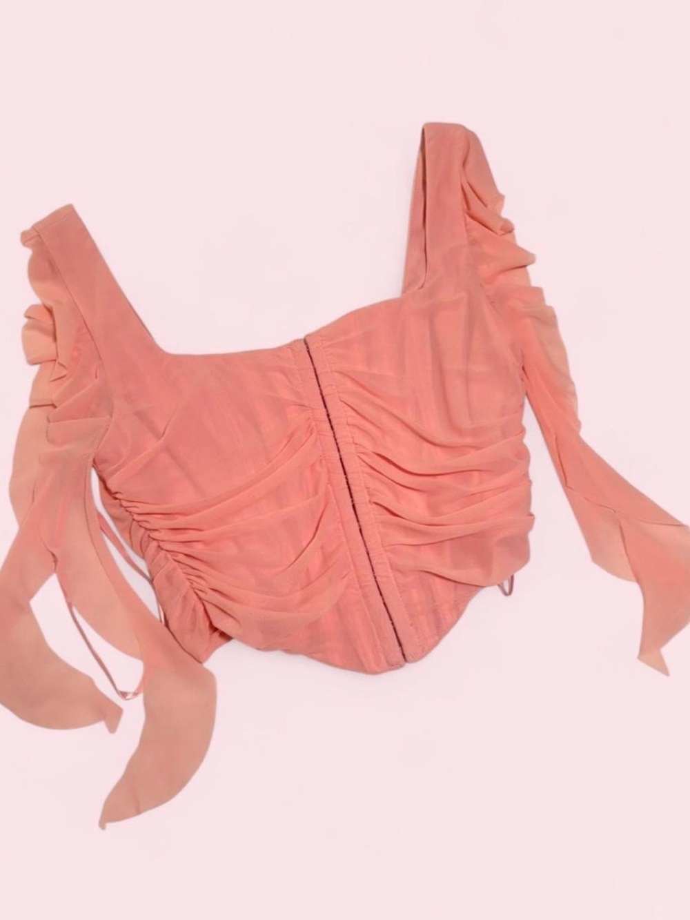 pink feminine ruffle corset top